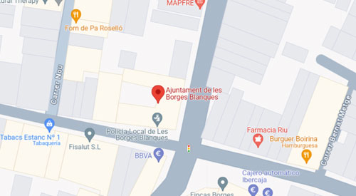 mapa Registro Civil-Juzgado de paz de Les Borges Blanques
