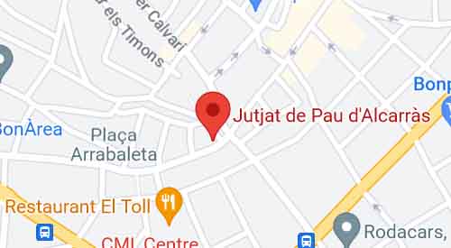 mapa Registro Civil Juzgado de Paz Alcarras Lleida
